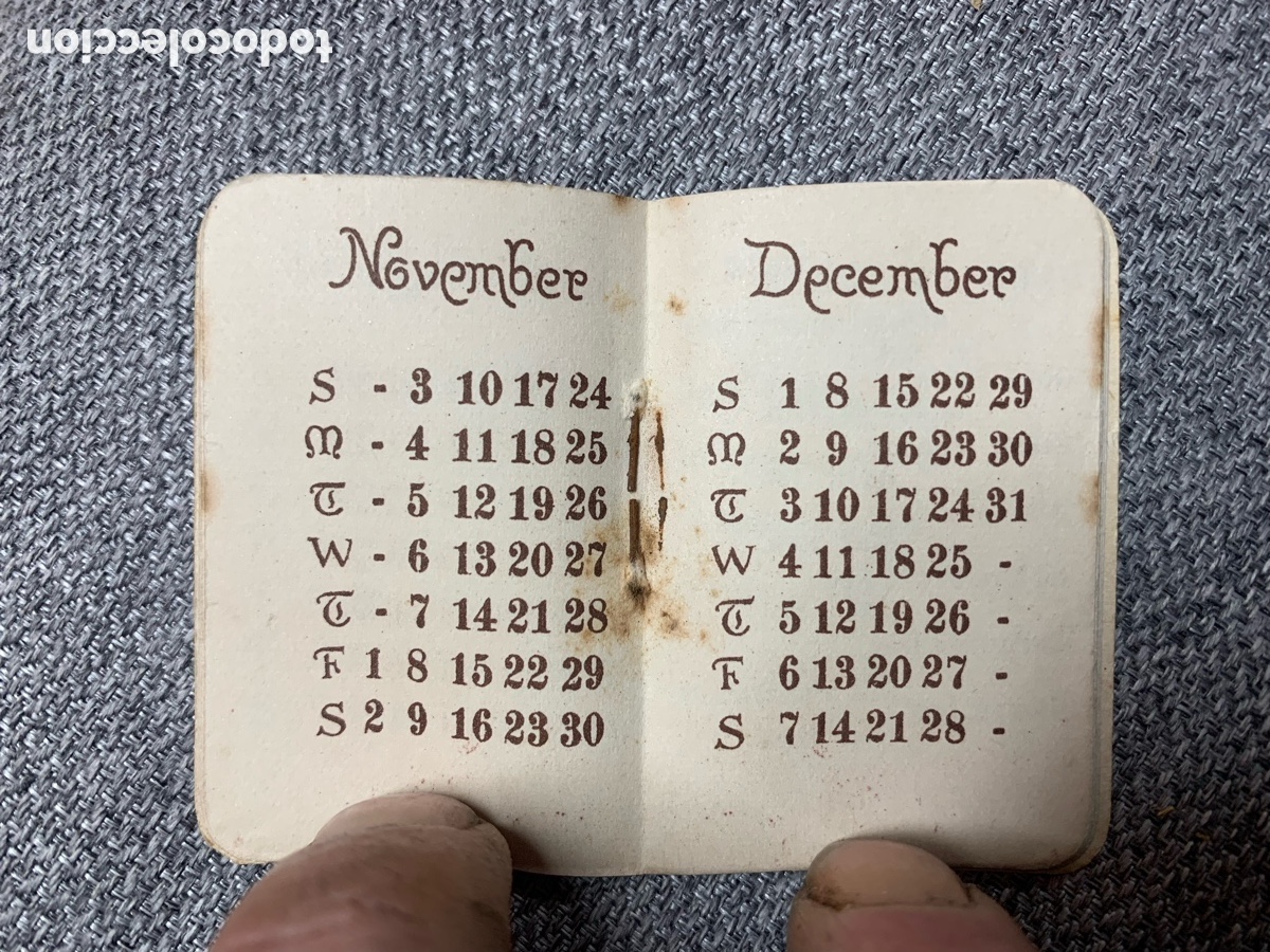 Coleccionismo calendarios: &bull;Calendario Miniatura 1929 - Foto 3