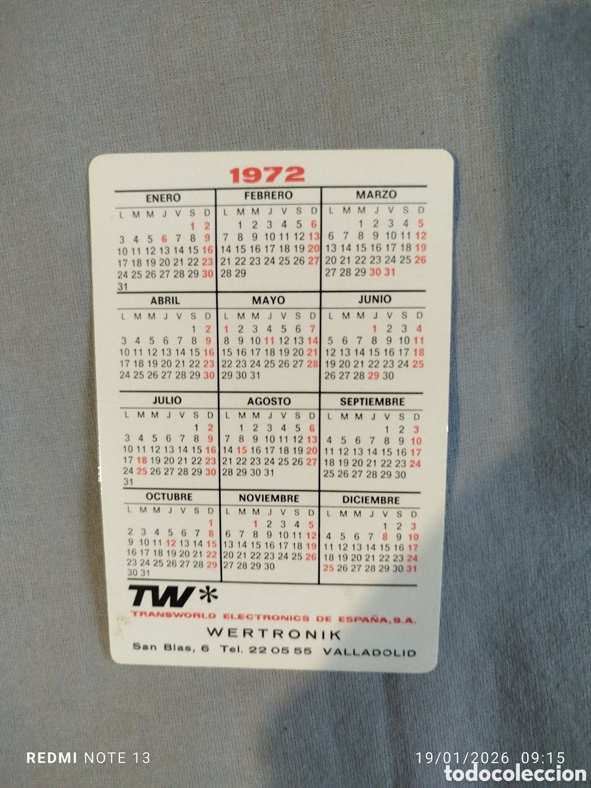 Coleccionismo calendarios: Calendario 1972 tw m&aacute;s grande de lo normal