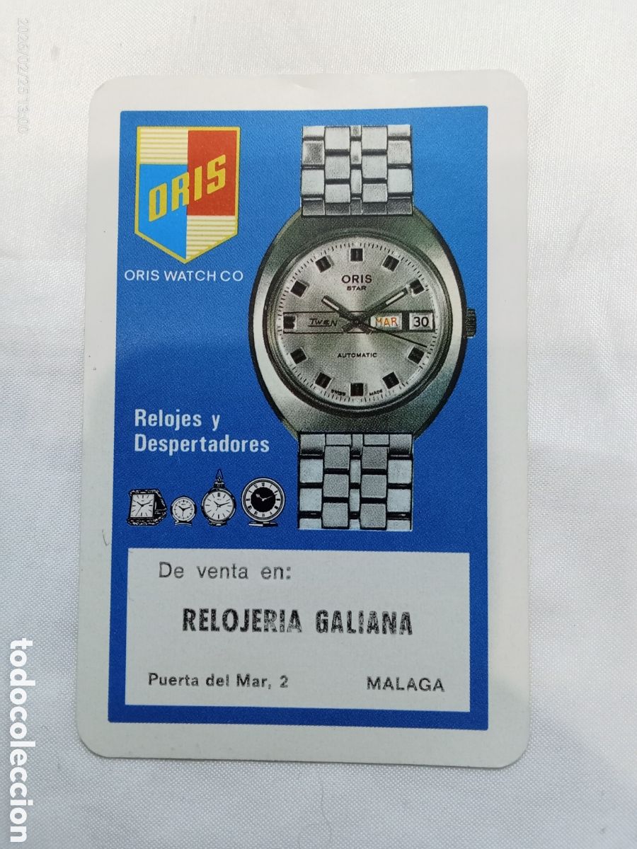Collectables Calendars: Calendario de bolsillo Fournier Serie de relojes Joyer&iacute;a Monta&ntilde;ez M&aacute;laga 1971