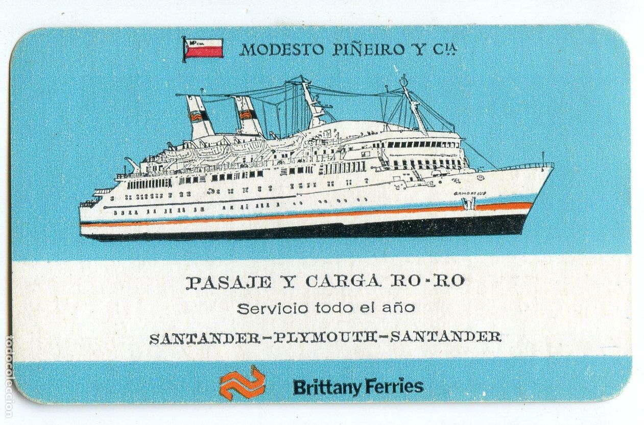 Collectionnisme Calendriers: Calendario Modesto Pi&ntilde;eiro y Cia, Brittany Ferries, Santander-Plymouth 1982