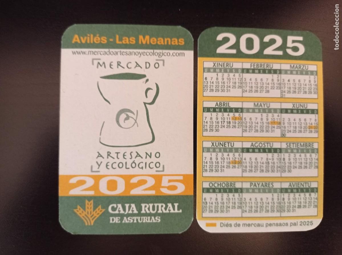 Coleccionismo Calendarios: CALENDARIO PUBLICITARIO. CAJA RURAL DE ASTURIAS. MERCADO ECOL&Oacute;GICO Y ARTESANO. AVIL&Eacute;S. A&Ntilde;O 2025