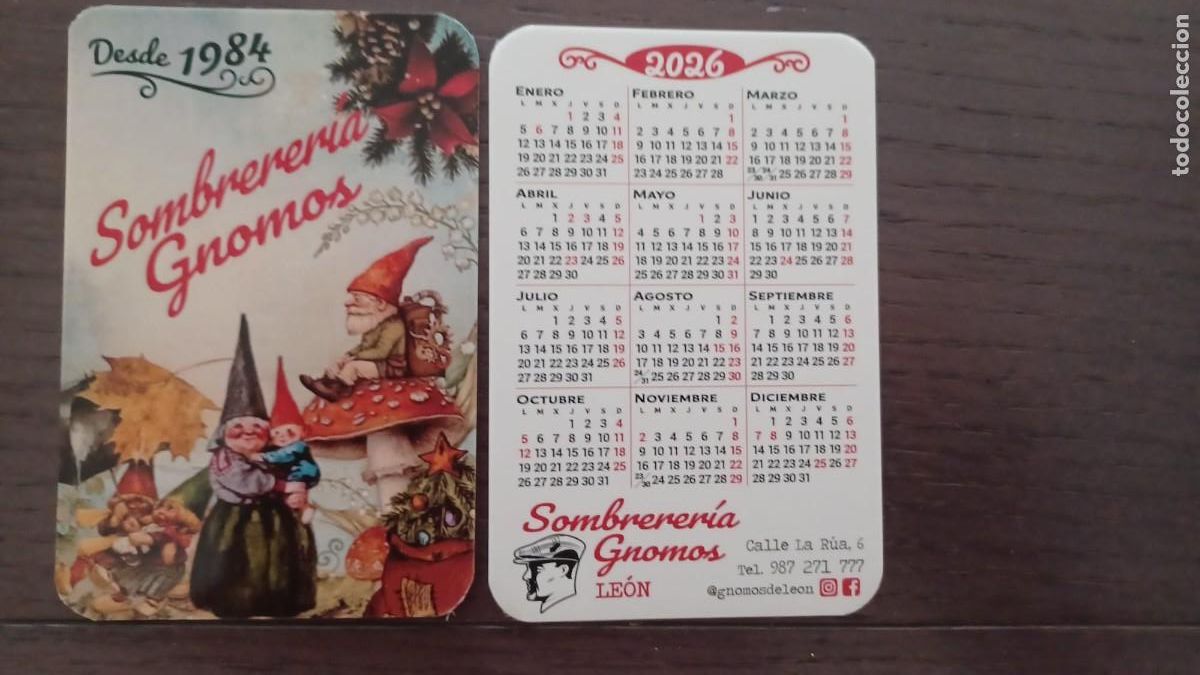 Coleccionismo Calendarios: CALENDARIO PUBLICITARIO. SOMBRERERIA GNOMOS. LEON. A&Ntilde;O 2026