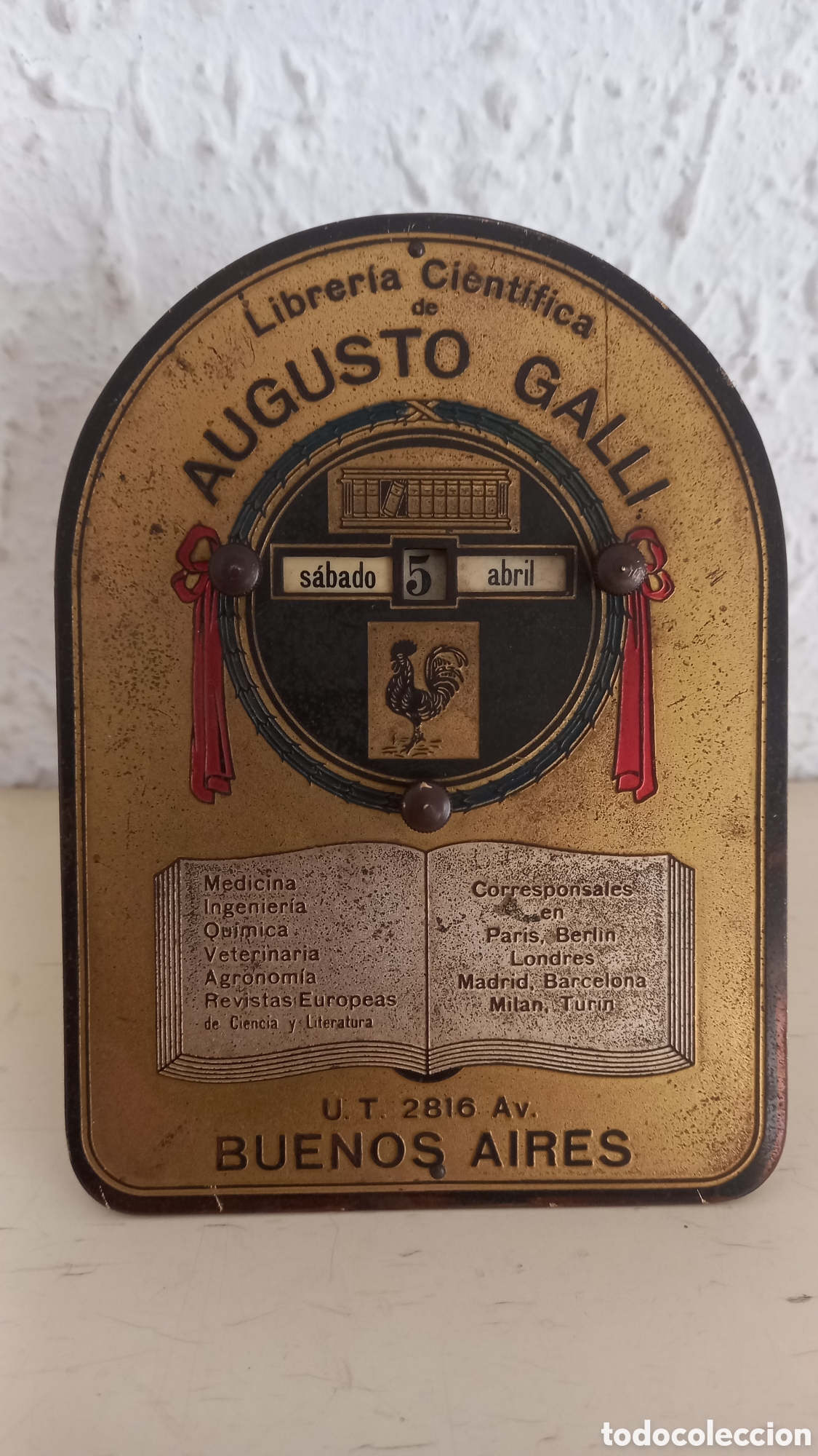 Sammeln von Kalendern: Antiguo calendario perp&eacute;tuo de sobremesa. Publicidad Libreria Cientifica. Buenos Aires. A&ntilde;os1920s