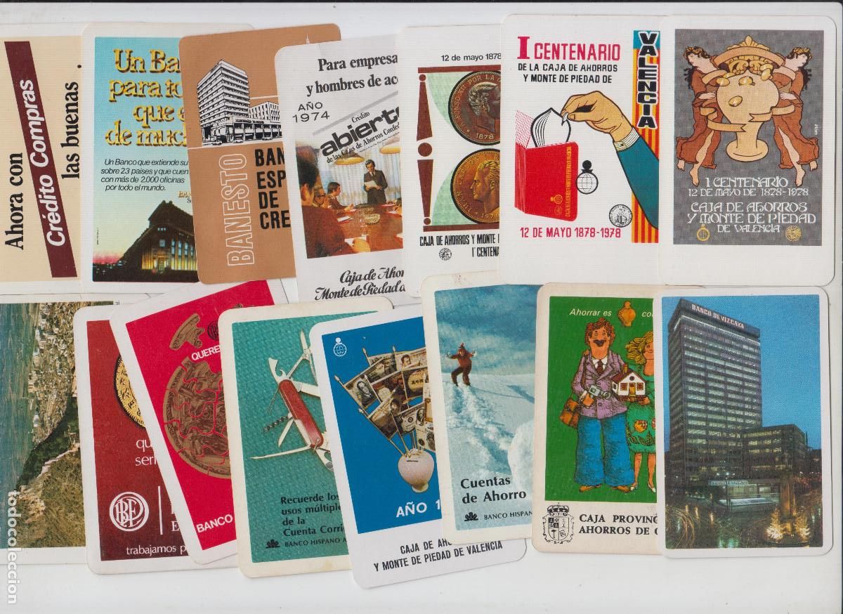 Coleccionismo Calendarios: 15 calendarios de bolsillo Heraclio Fournier BANCOS,CAJAS,1969-1985,CENTRAL,BANESTO,POPULAR,VIZCAYA