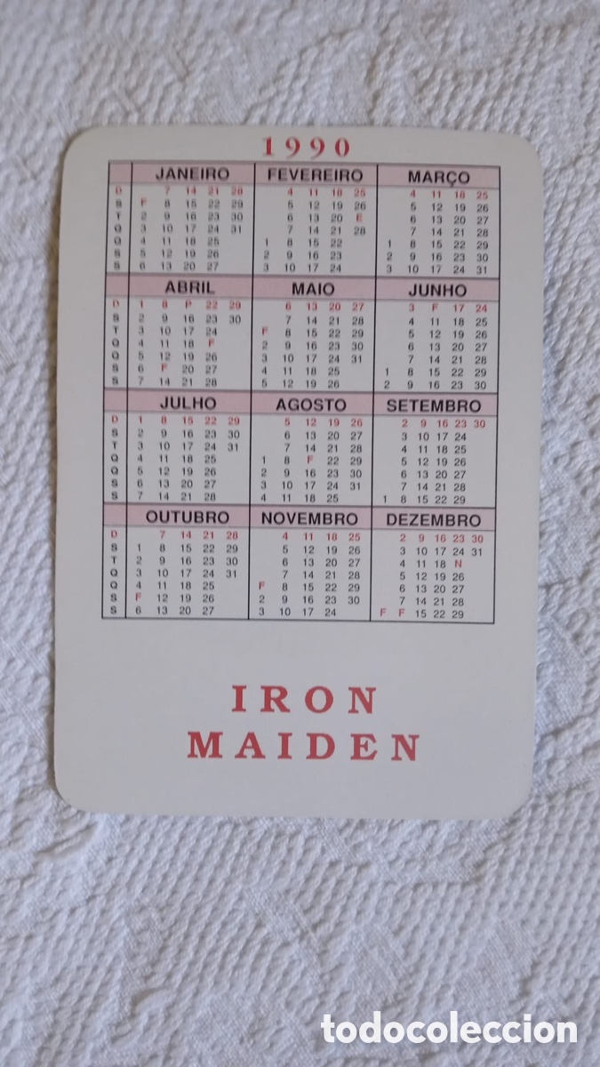 Coleccionismo calendarios: Calend&aacute;rios Iron Maidon 1990 - Foto 3