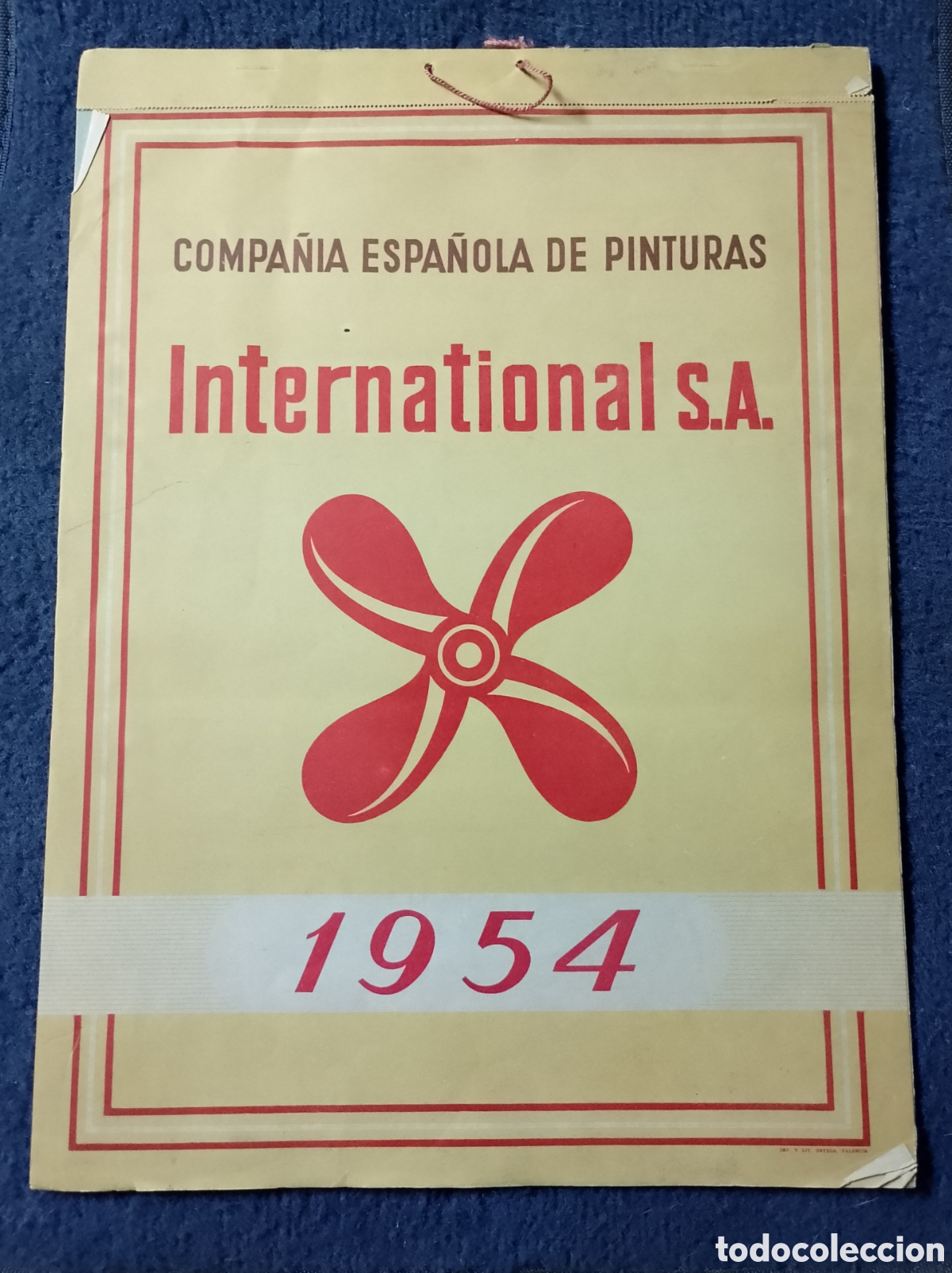 Coleccionismo Calendarios: Calendario Compa&ntilde;&iacute;a Espa&ntilde;ola Pinturas 1954