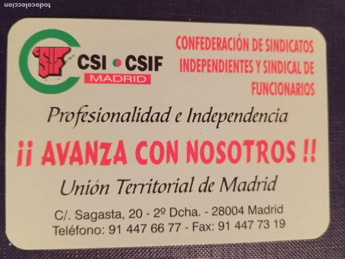 Collezionismo Calendari: 1 CALENDARIO DE **. CSI . CSIF .**. .MADRID .. A&Ntilde;O 2000