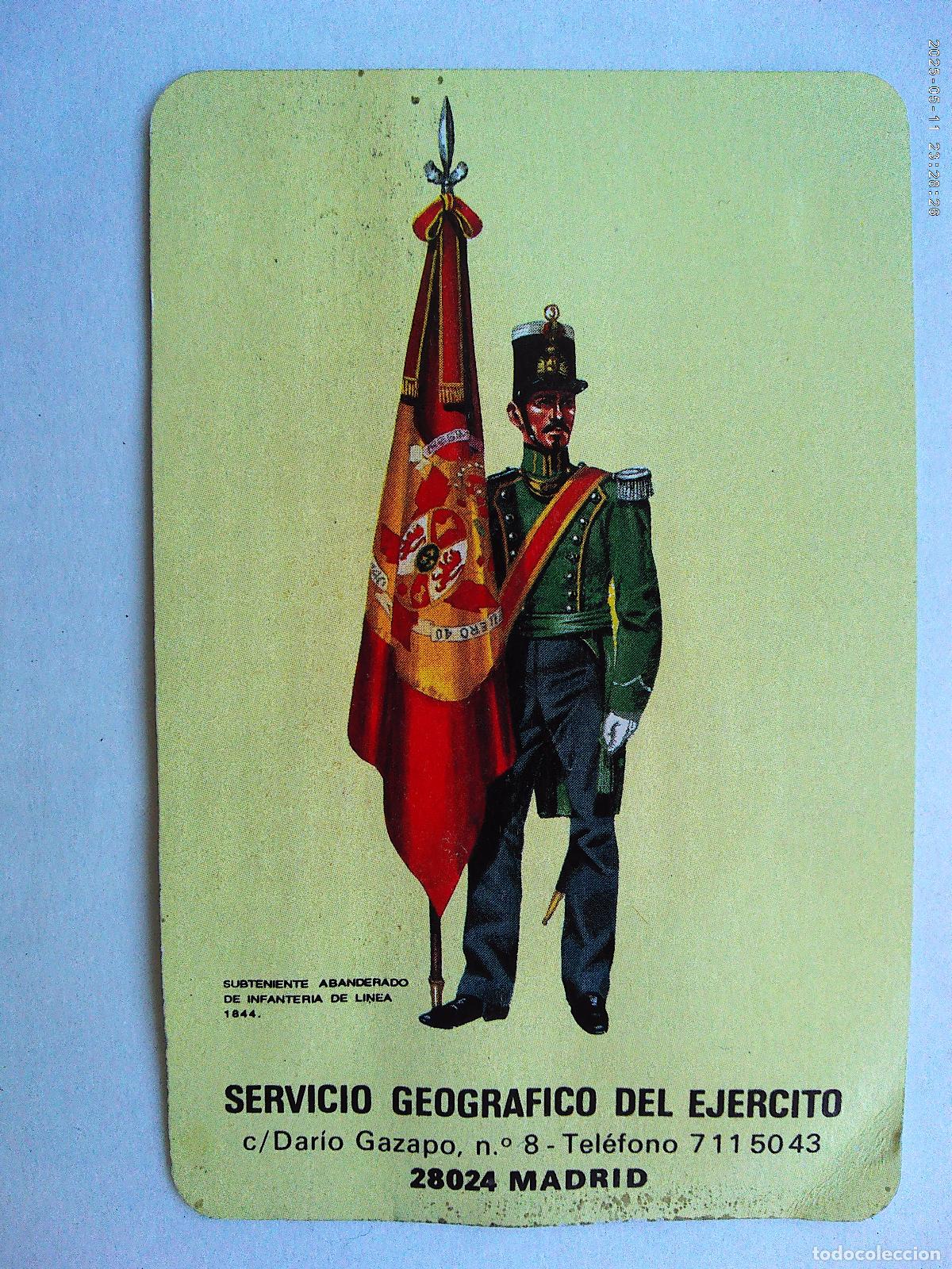 Collectionnisme Calendriers: CALENDARIO FOURNIER - SERVICIO GEOGRAFICO DEL EJERCITO: SUBTENIENTE ABANDERADO INFANTERIA LINEA 1844