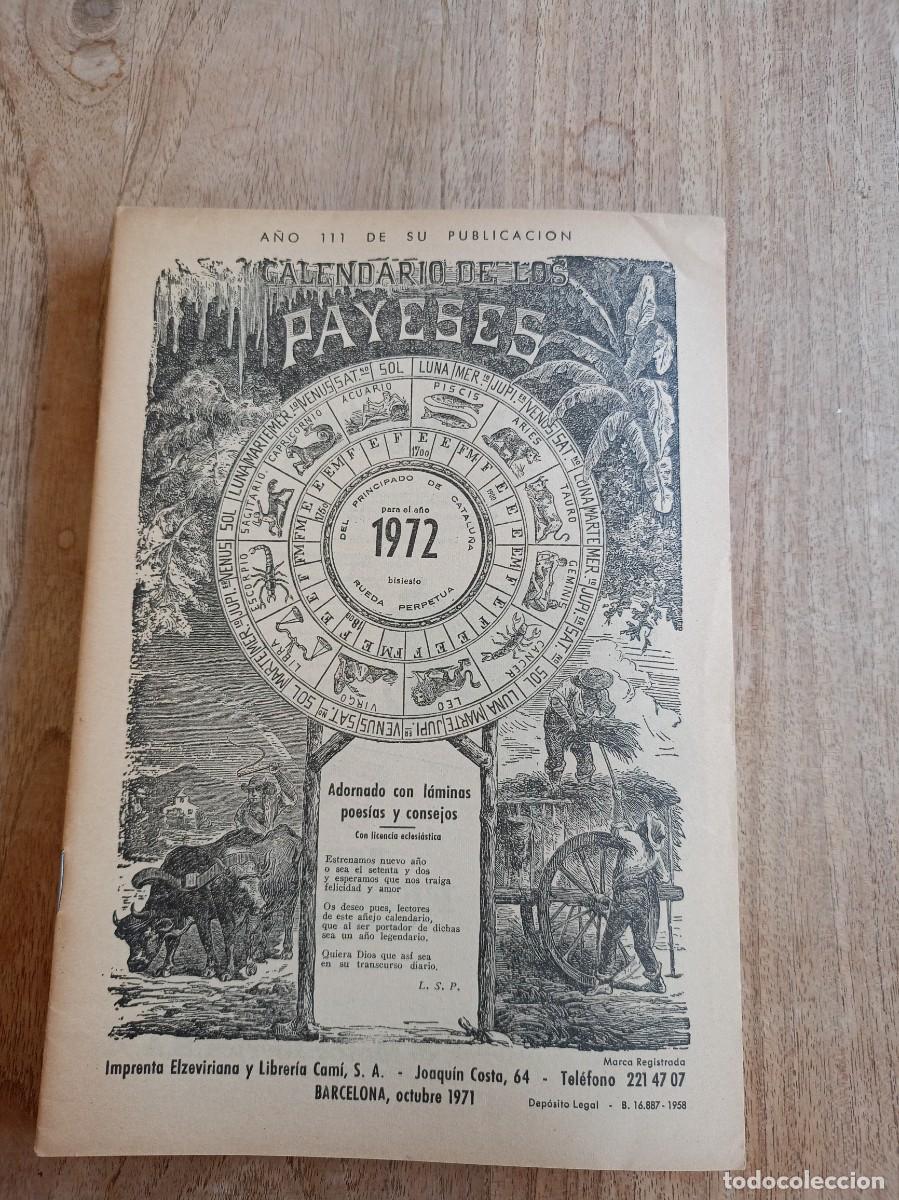 Coleccionismo Calendarios: CALENDARIO DE LOS PAYESES 1972
