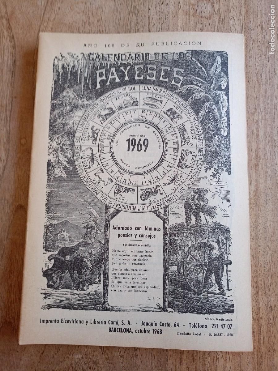 Coleccionismo Calendarios: CALENDARIO DE LOS PAYESES 1969
