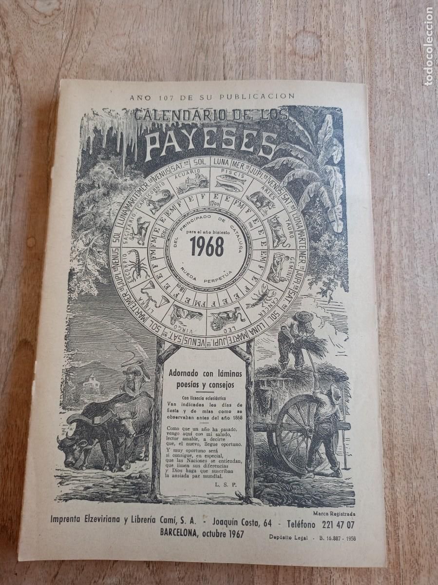 Coleccionismo Calendarios: CALENDARIO DE LOS PAYESES 1968