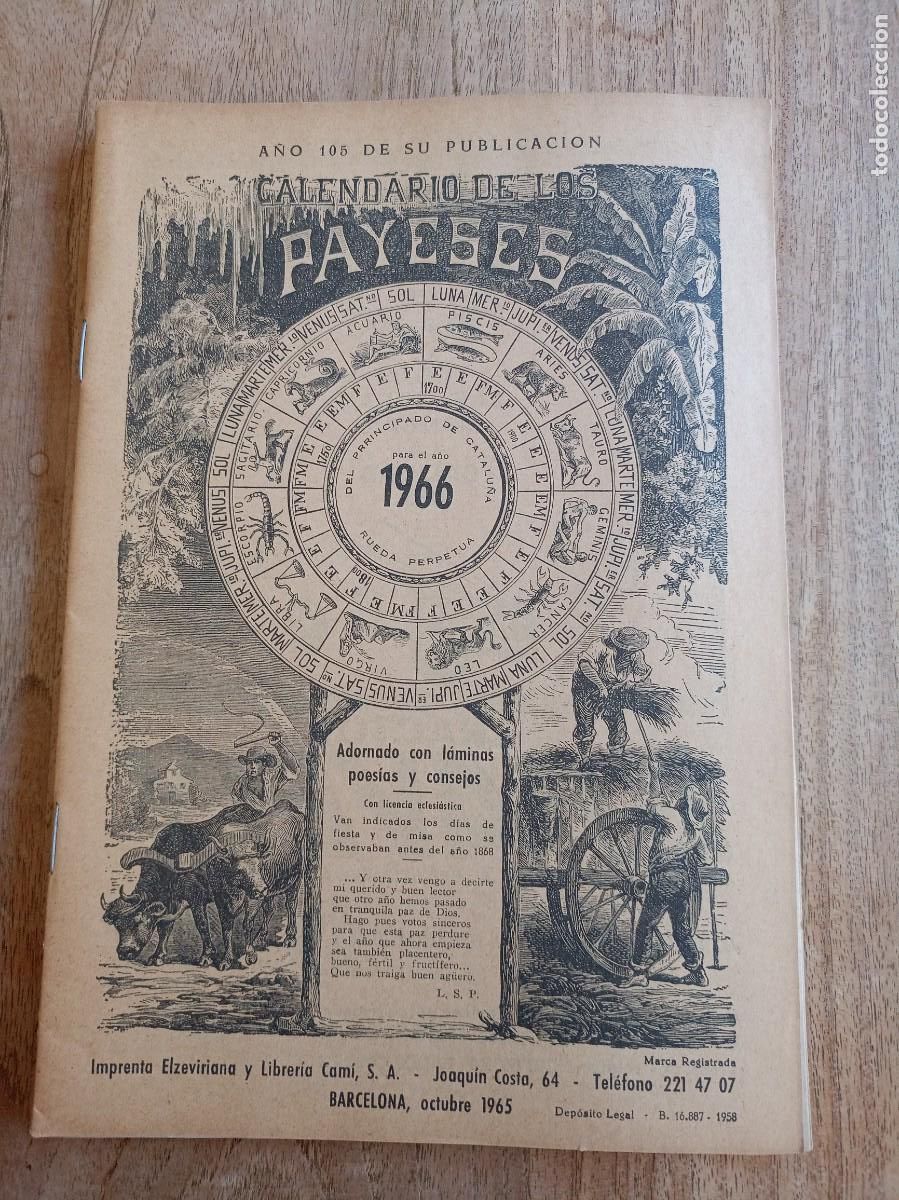 Coleccionismo Calendarios: CALENDARIO DE LOS PAYESES 1966