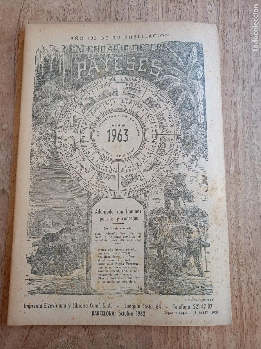Coleccionismo Calendarios: CALENDARIO DE LOS PAYESES 1963