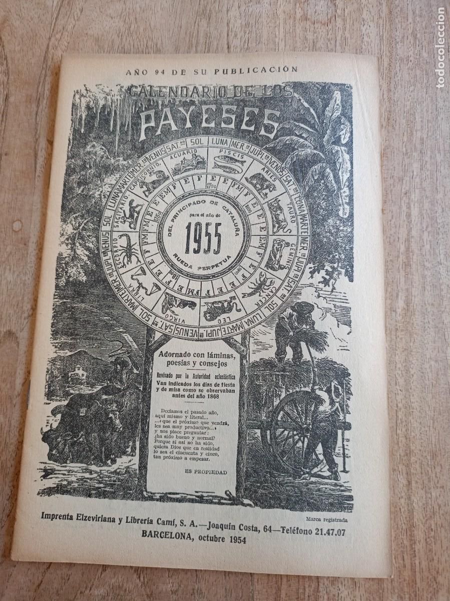 Coleccionismo Calendarios: CALENDARIO DE LOS PAYESES 1955