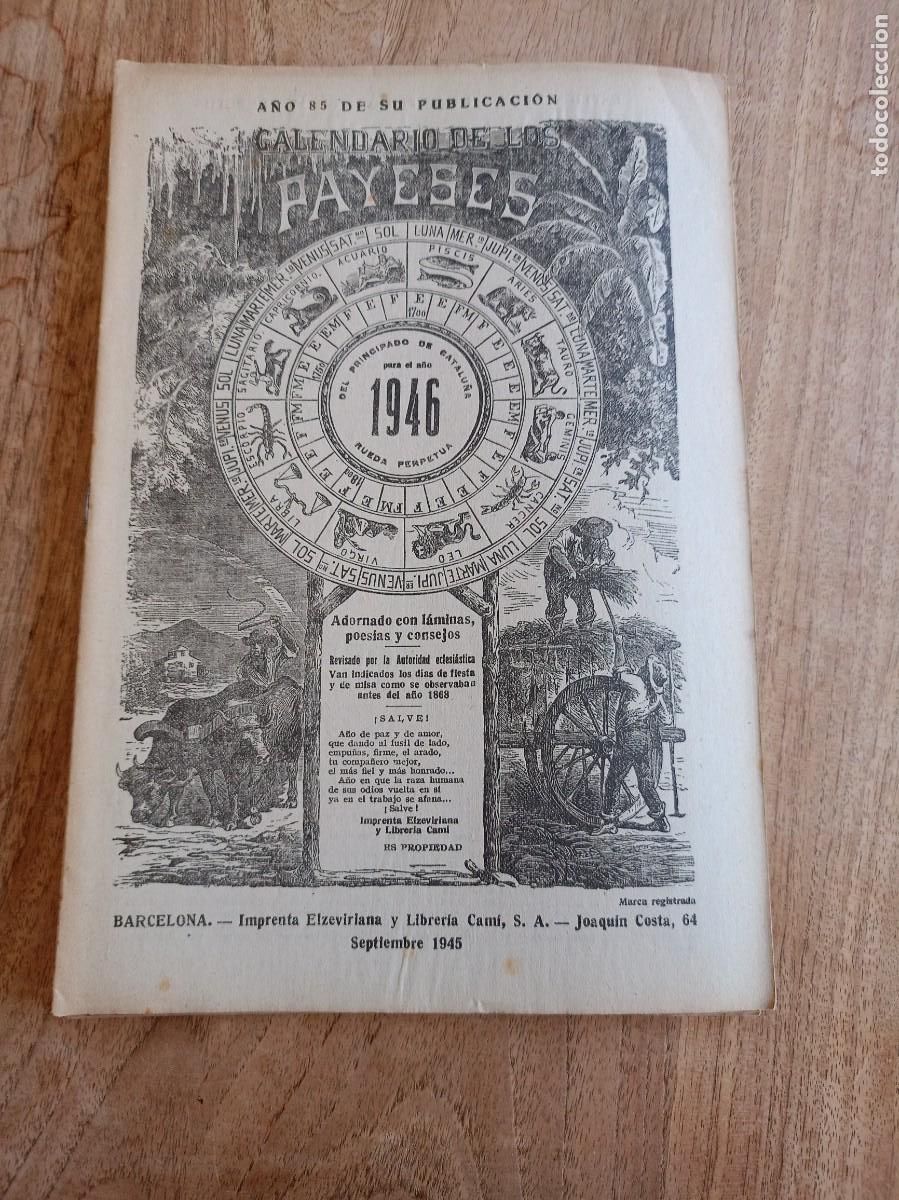 Coleccionismo Calendarios: CALENDARIO DE LOS PAYESES 1946