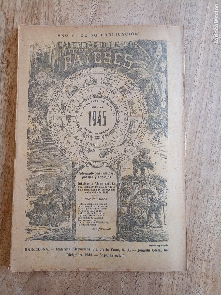 Coleccionismo Calendarios: CALENDARIO DE LOS PAYESES 1945