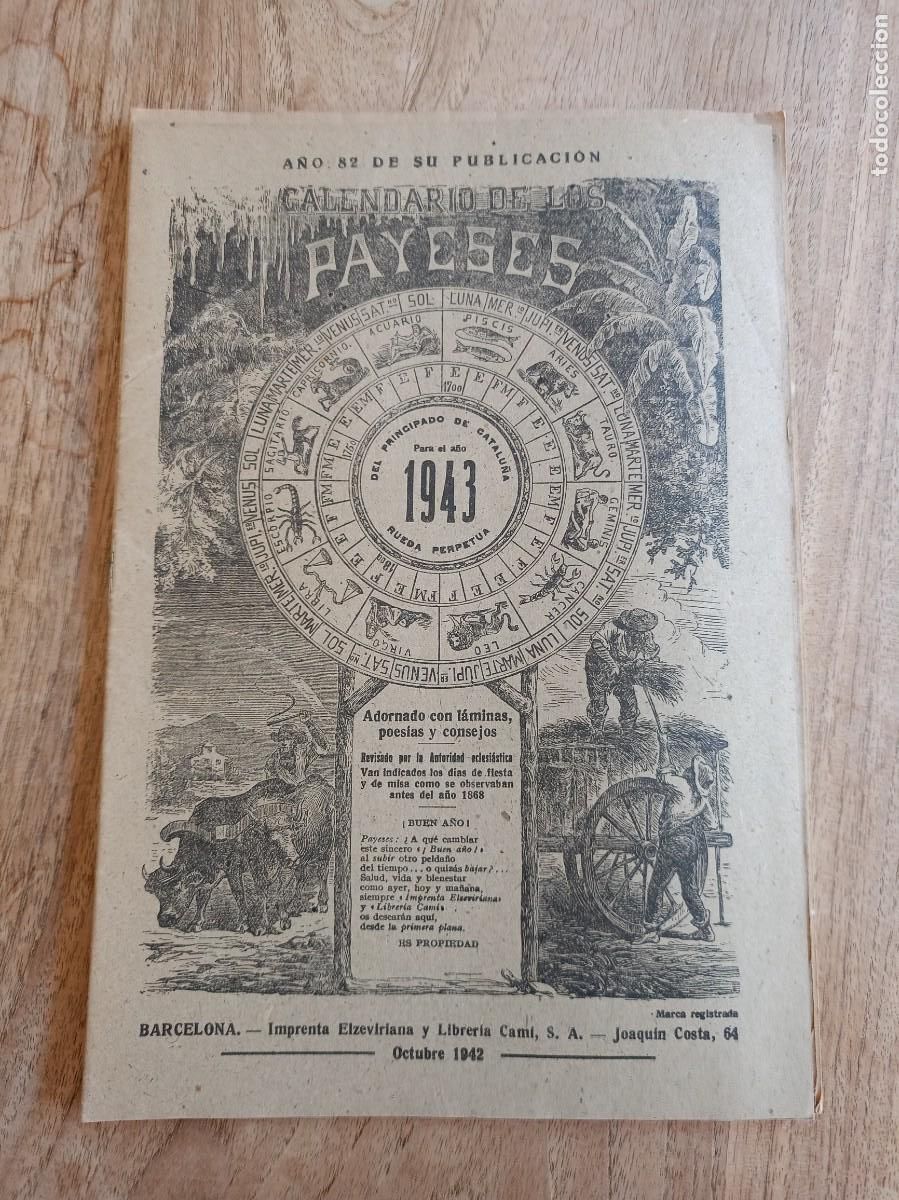 Coleccionismo Calendarios: CALENDARIO DE LOS PAYESES 1943