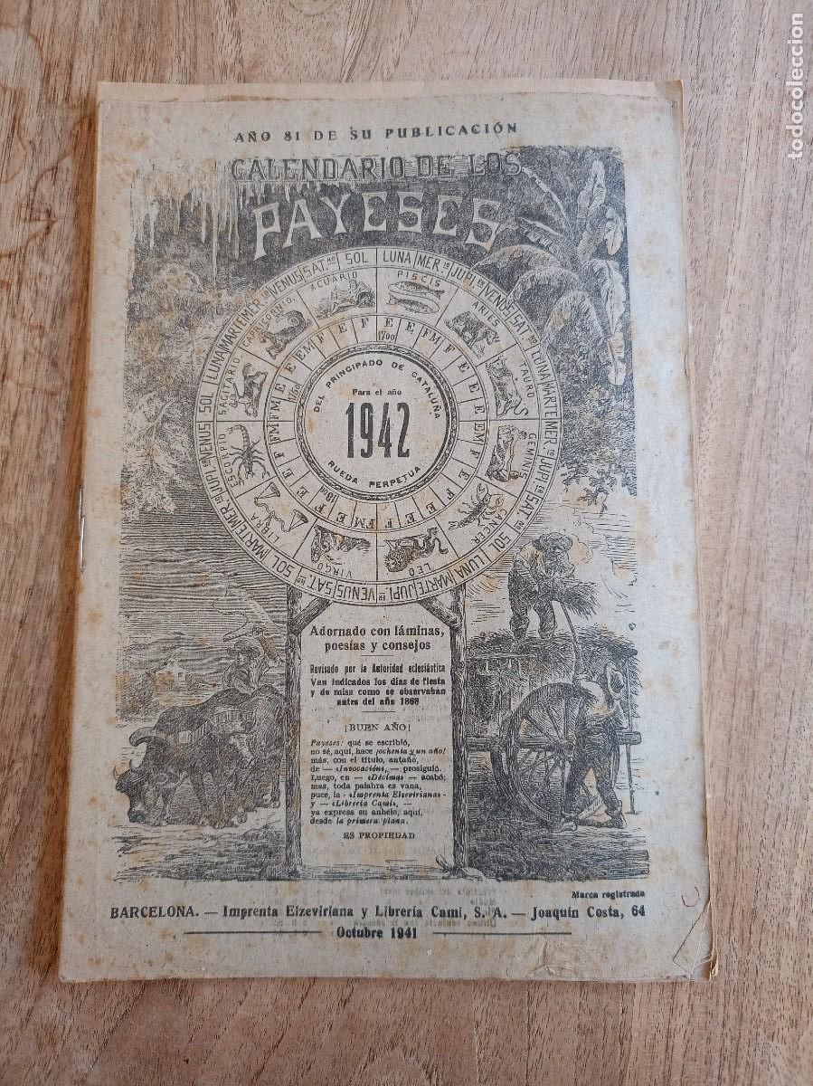 Coleccionismo Calendarios: CALENDARIO DE LOS PAYESES 1942
