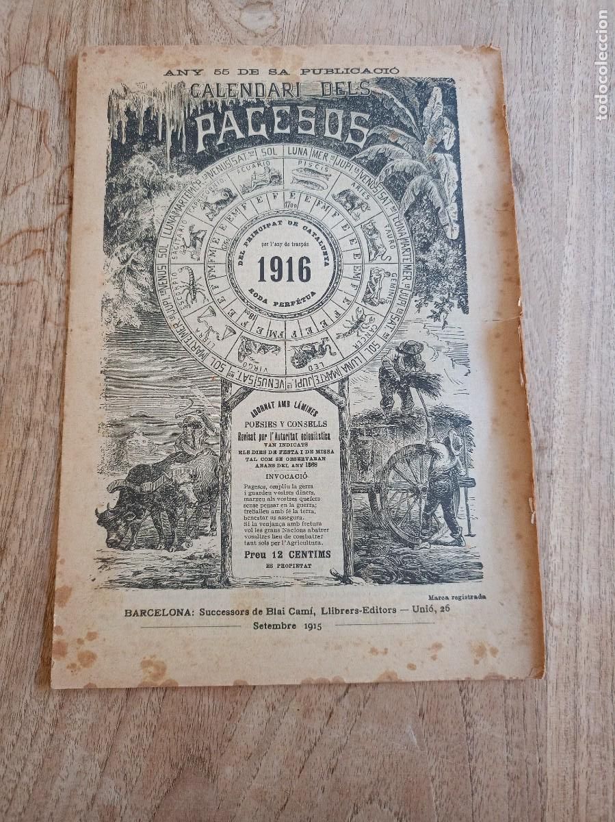Coleccionismo Calendarios: CALENDARI DELS PAGESOS 1916. EN CATAL&Aacute;N