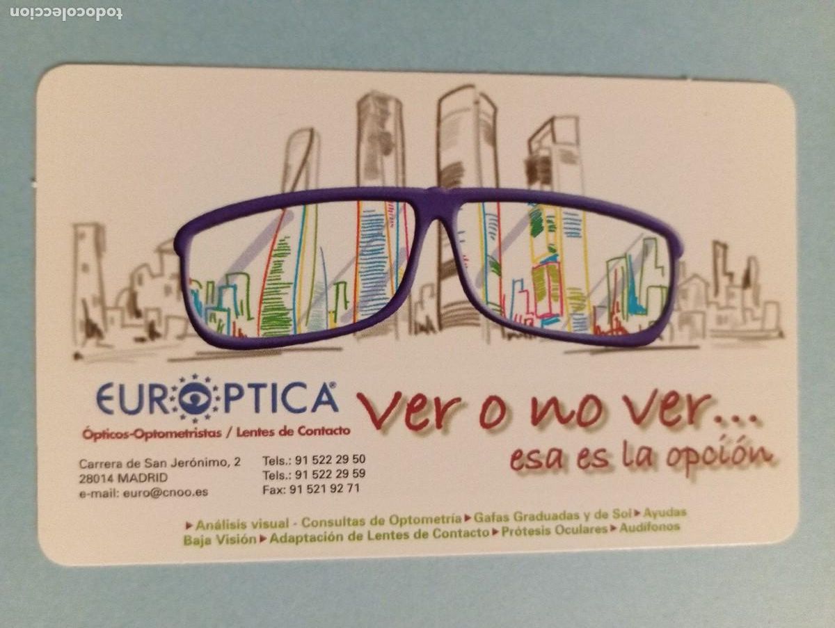 Coleccionismo Calendarios: 1 CALENDARIO DE .** EUROPTICA ** MADRID A&Ntilde;O 2010