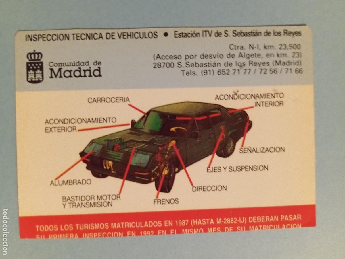 Coleccionismo Calendarios: 1 CALENDARIO DE ** INSPECCION TECNICA DE VEHICULOS ** A&Ntilde;O 1992