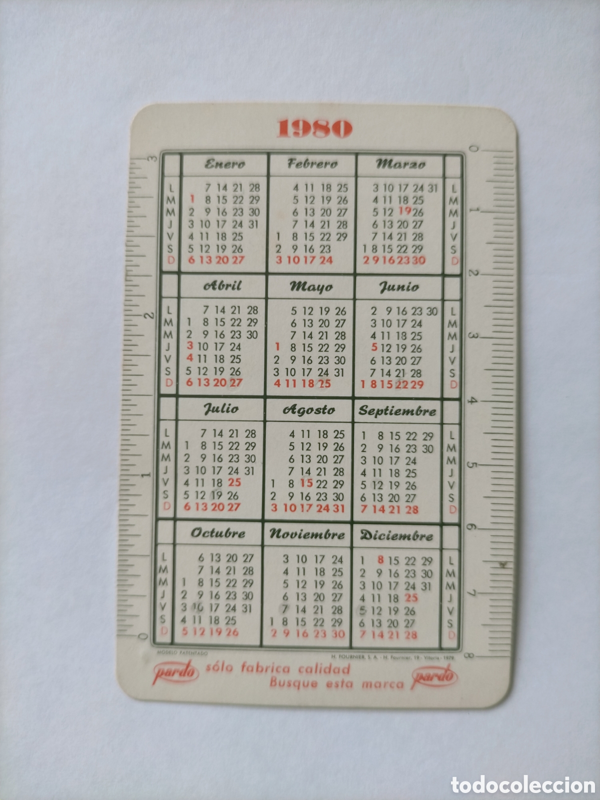 Coleccionismo Calendarios: Calendario fournier 1980 81 Pardo