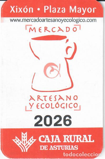 Coleccionismo Calendarios: CALENDARIO DE PUBLICIDAD - A&Ntilde;O 2026 - MERCADO ARTESANO Y ECOL&Oacute;GICO GIJ&Oacute;N - CAJA RURAL DE ASTURIAS