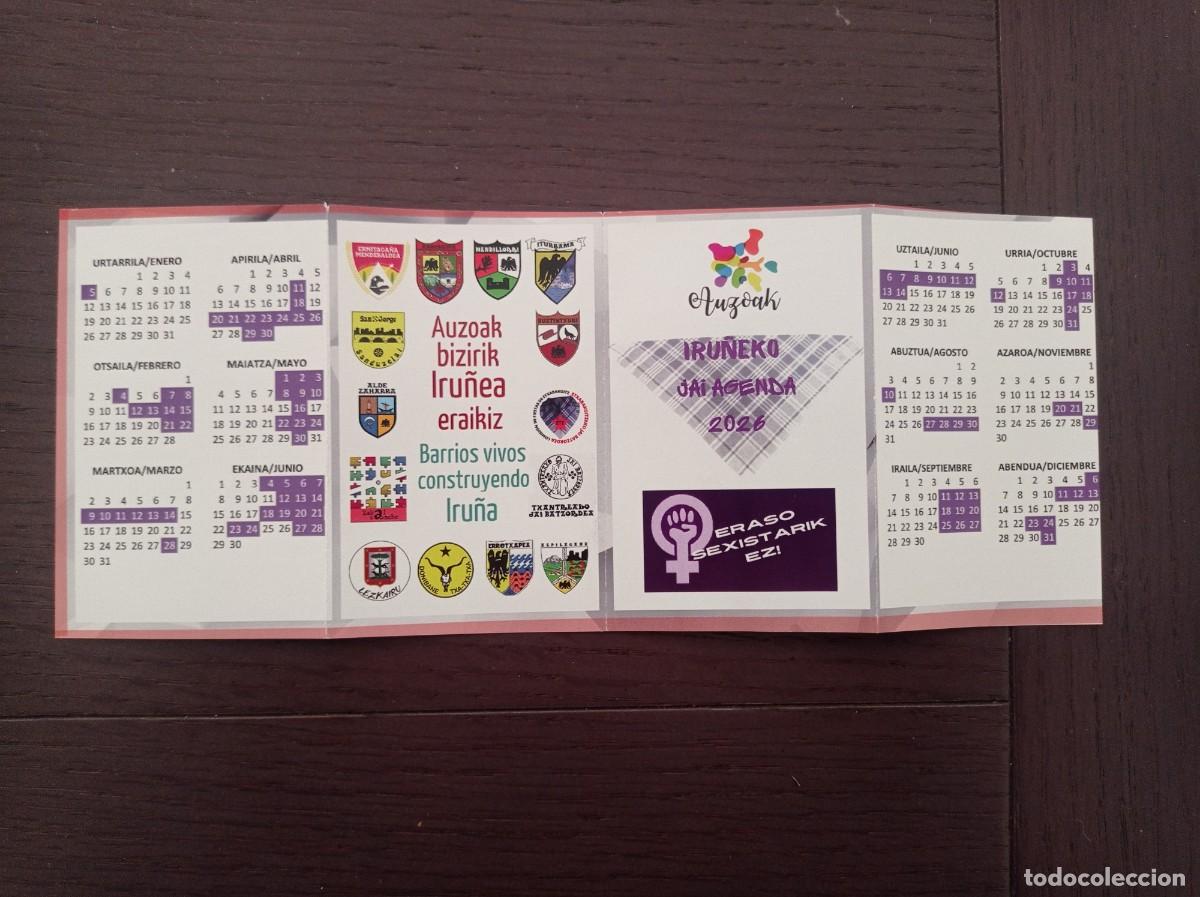 Coleccionismo Calendarios: CALENDARIO PUBLICITARIO. BARRIOS VIVOS CONSTRUYENDO IRU&Ntilde;A. A&Ntilde;O 2026