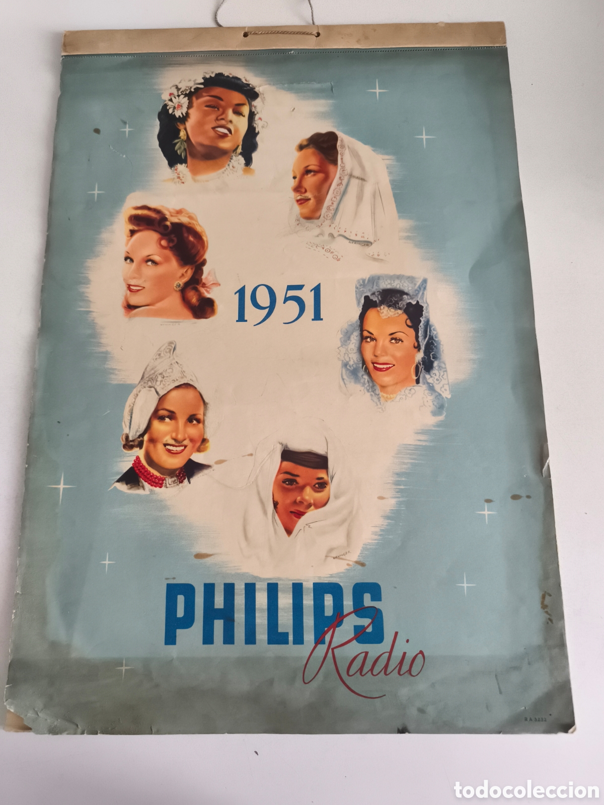 Coleccionismo Calendarios: Antiguo calendario de pared publicidad Radio Philips 1951