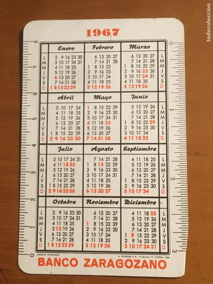 Coleccionismo Calendarios: fournier banco zaragozano 1967 1968 calendario original antiguo