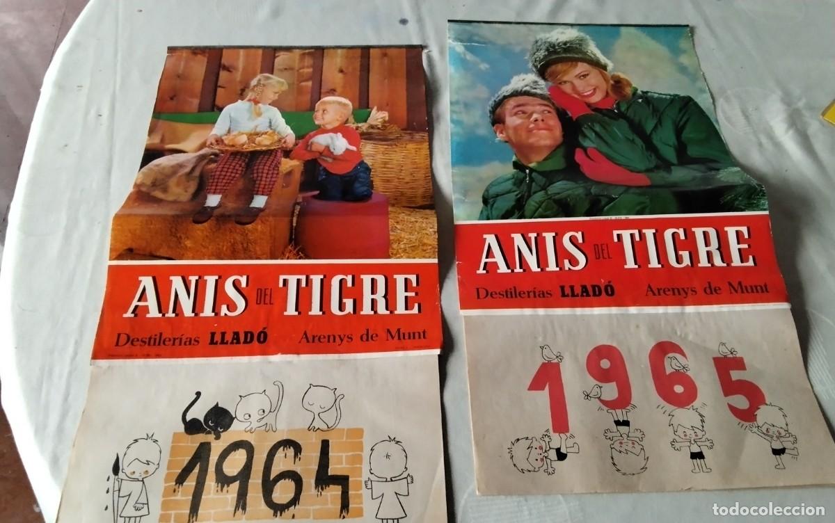 Coleccionismo Calendarios: ARENYS DE MUNT , DOS CALENDARIOS COMPLETOS DE PARET DE ANIS DEL TIGRE DESTILERIAS LLADO A&Ntilde;OS 1964/65