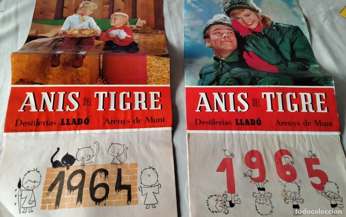 Coleccionismo Calendarios: ARENYS DE MUNT DOS CALENDARIOS DE PARET DE ANIS DEL TIGRE DESTILERIAS LLADO A&Ntilde;OS 1964/65