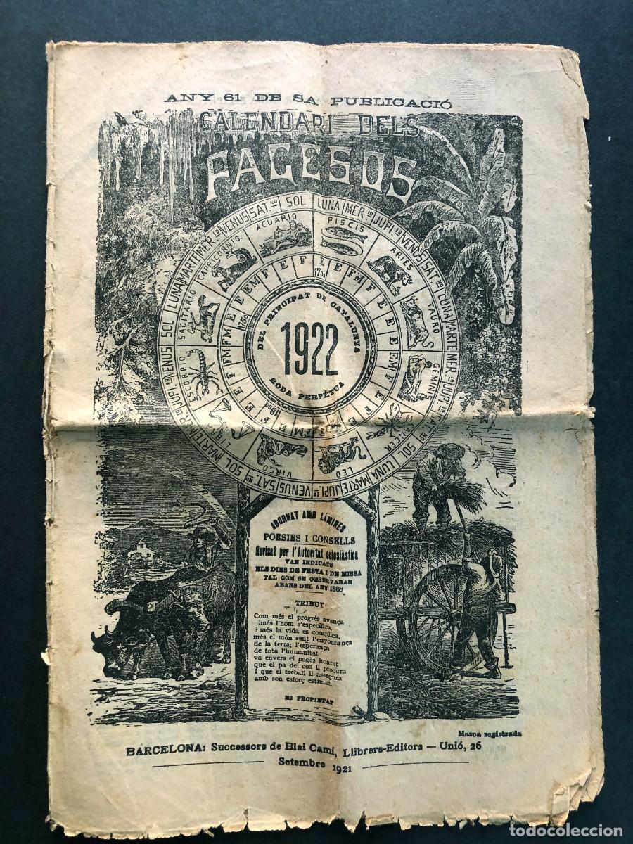 Coleccionismo Calendarios: CALENDARI DELS PAGESOS A&Ntilde;O 1922 / BARCELONA