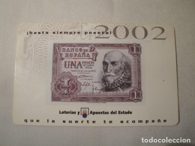 Coleccionismo Calendarios: Calendario 2002. Loter&iacute;as y Apuestas del Estado. Nuevo. En el anverso Billete de 1 pesetas &iexcl; Hasta s