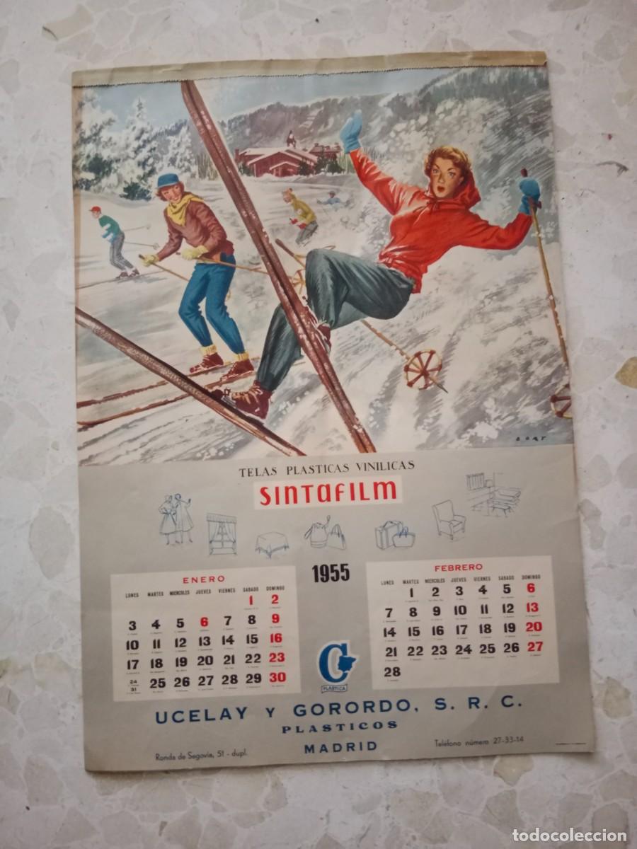 Coleccionismo Calendarios: ANTIGUO CALENDARIO MURAL 1955 - PLASTICOS UCELAY Y GORORDO SINTAFILM - MADRID - DIBUJOS DE JOSE BORT