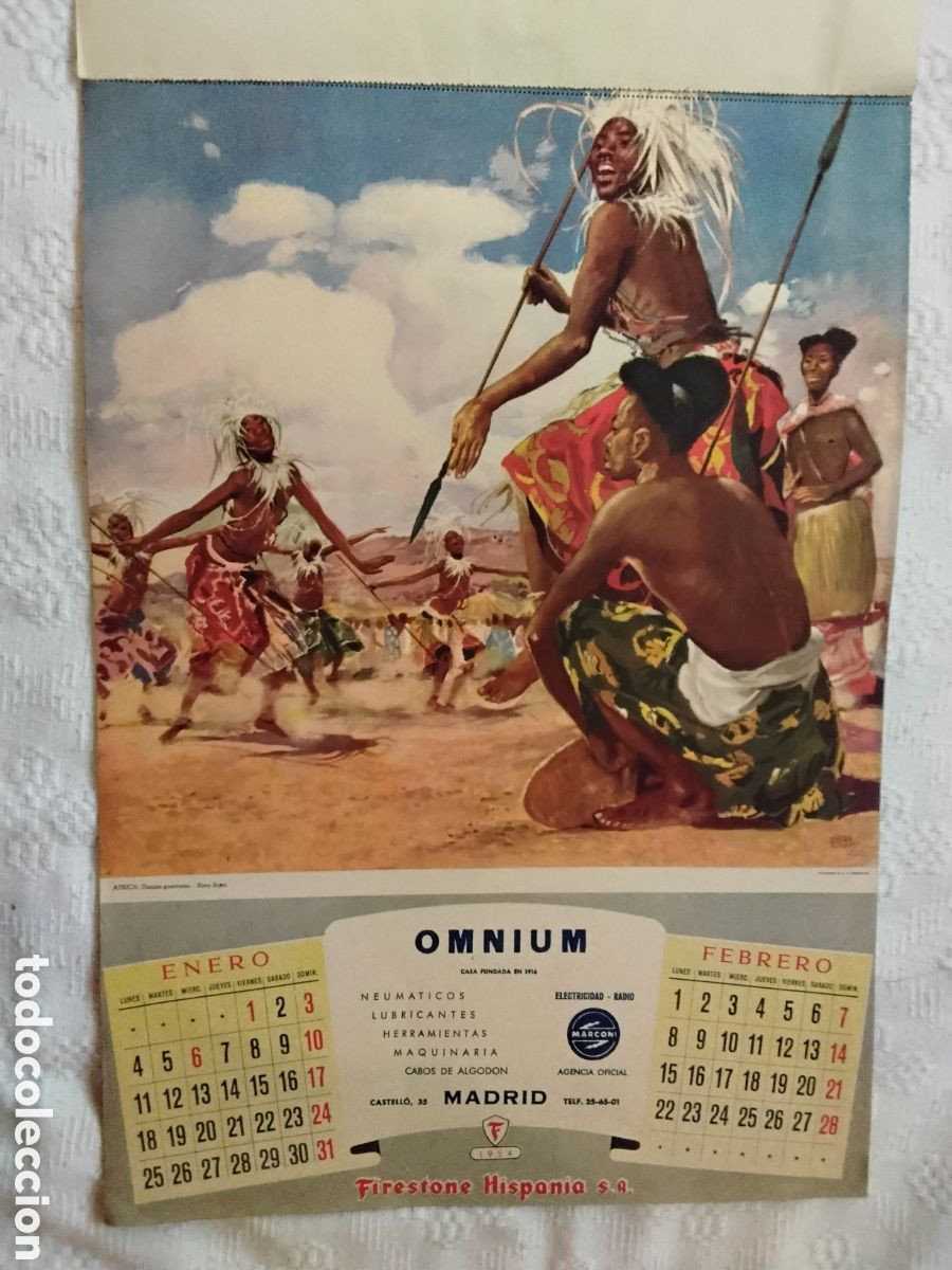 Coleccionismo calendarios: CALENDARIO FIRESTONE HISPANIA 1954 - Foto 2