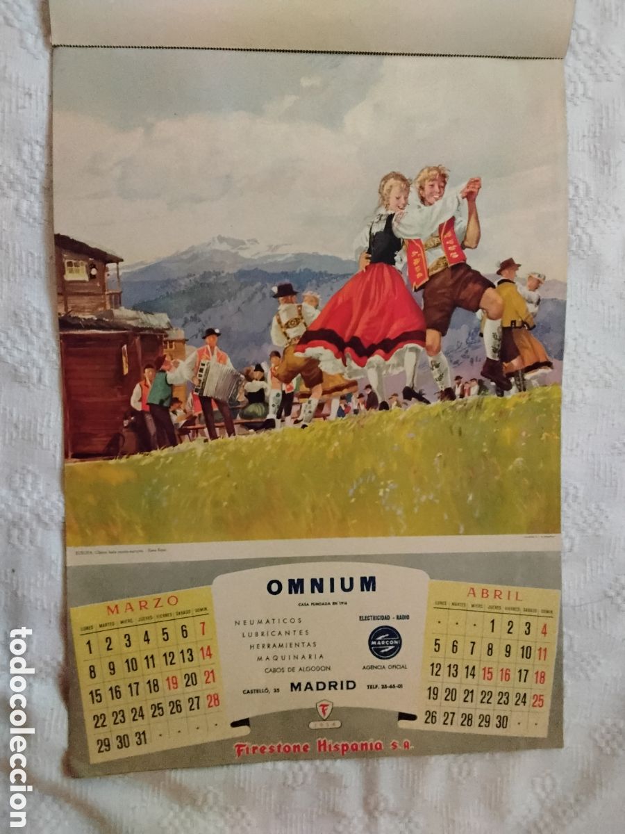 Coleccionismo calendarios: CALENDARIO FIRESTONE HISPANIA 1954 - Foto 3