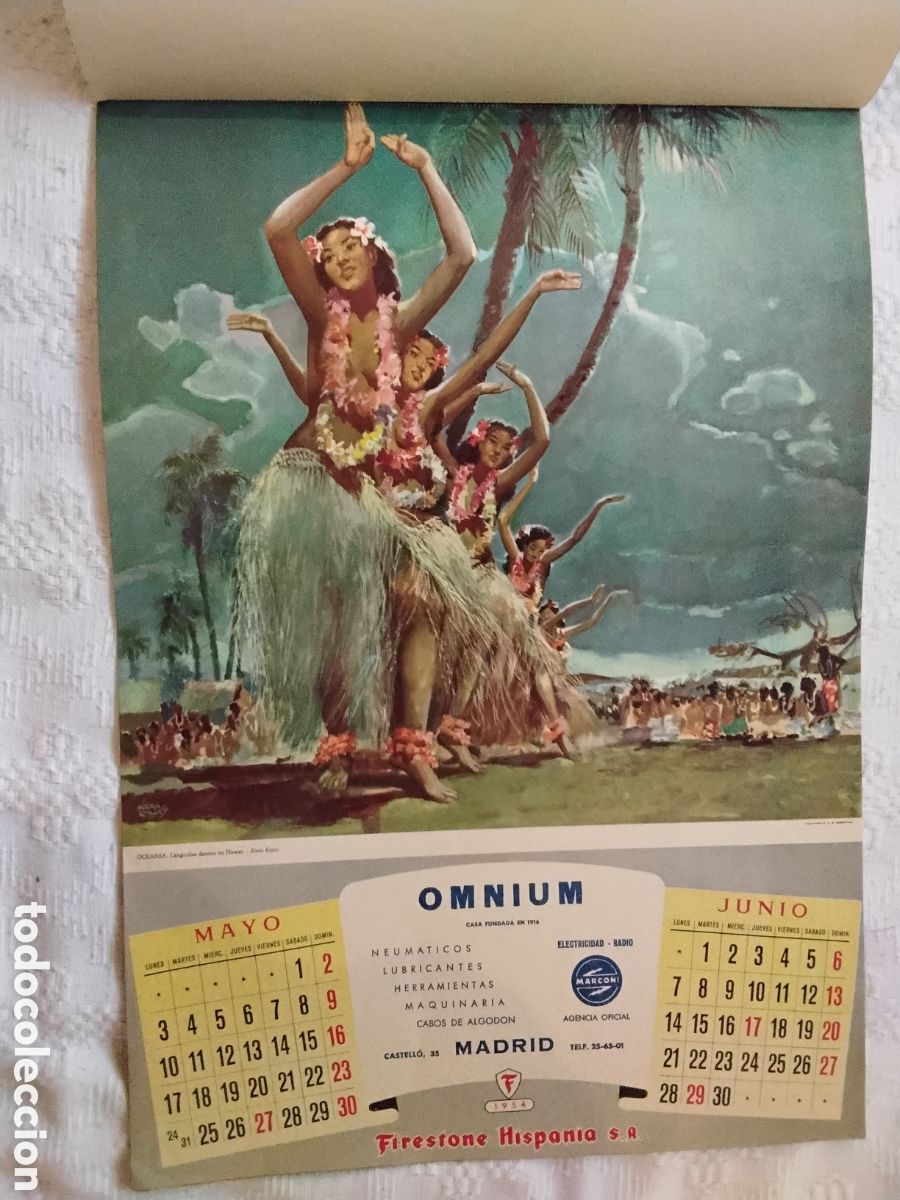 Coleccionismo calendarios: CALENDARIO FIRESTONE HISPANIA 1954 - Foto 4