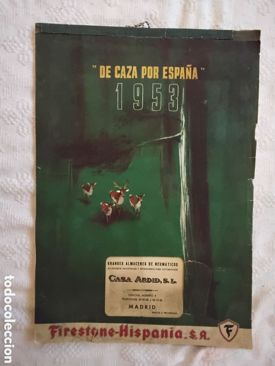 Coleccionismo Calendarios: CALENDARIO FIRESTONE HISPANIA 1953