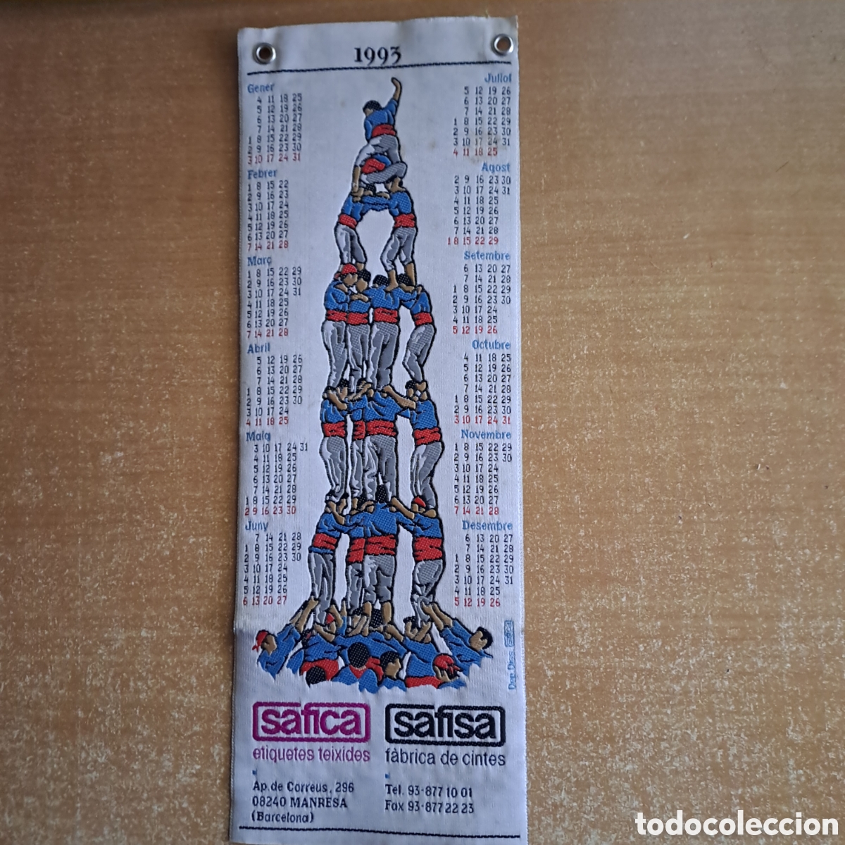 Coleccionismo Calendarios: CALENDARIO DE CASTELLERS, A&Ntilde;O 1993, DE TEXTIL LONA CON PUBLICIDAD DE SAFICA SAFISA.