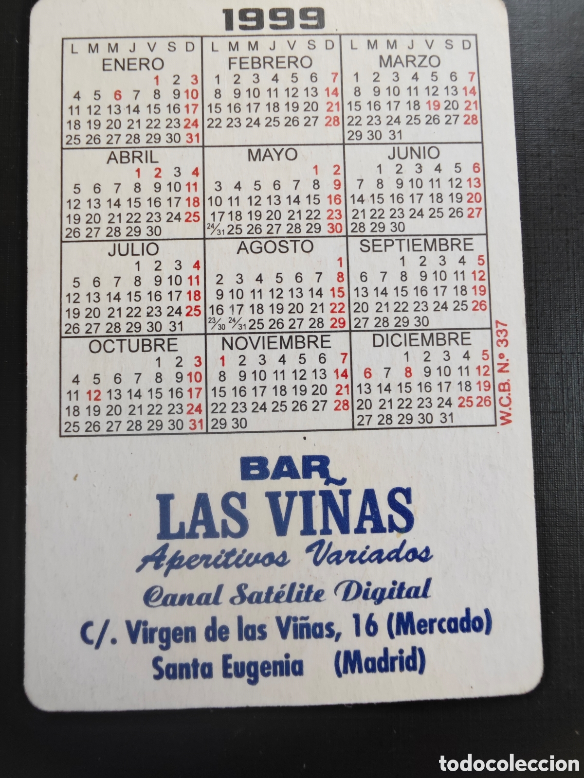 Coleccionismo Calendarios: Madrid, calendario bar las Vi&ntilde;as