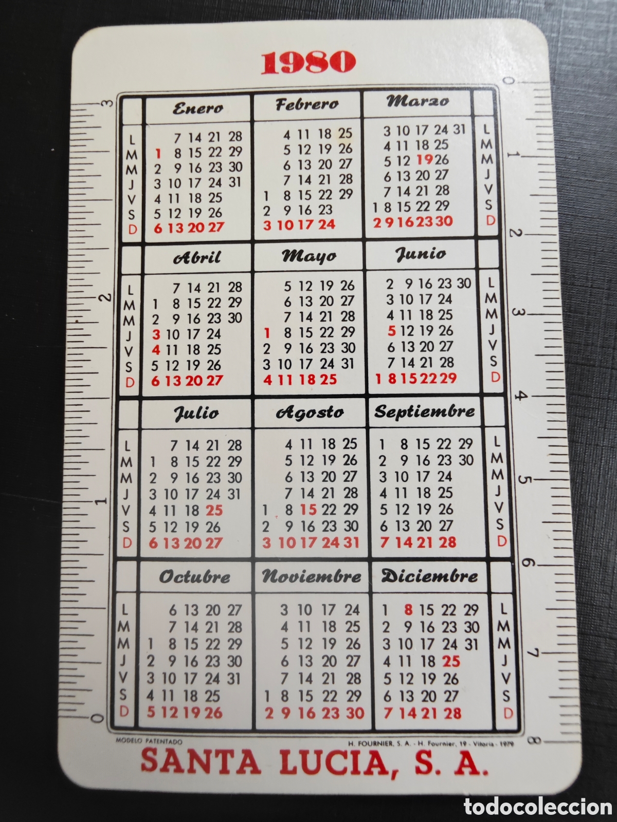 Coleccionismo Calendarios: Calendario fournier, seguros Santa lucia