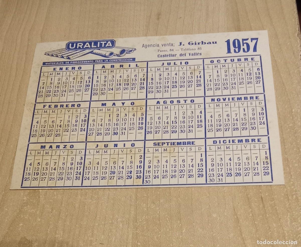 Coleccionismo Calendarios: calendario bolsillo URALITA, 1957. Castellar del valles