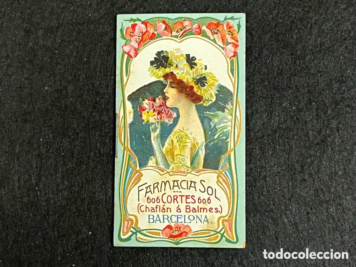 Coleccionismo Calendarios: CALENDARIO SANTORAL 1906 FARMACIA SOL BARCELONA ART NOUVEAU.