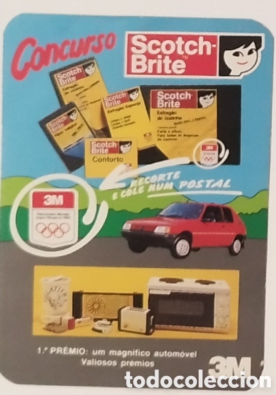 Coleccionismo Calendarios: Calend&aacute;rio de Bolso Scotch-Brite 1988 - Publicidade Peugeot 205 e Jogos Ol&iacute;mpicos