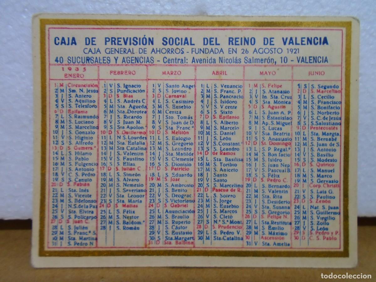 Colecionismo Calend&aacute;rios: VALENCIA. CAJA DE AHORROS DE PREVISION SOCIAL.CALENDARIO DE 1935.
