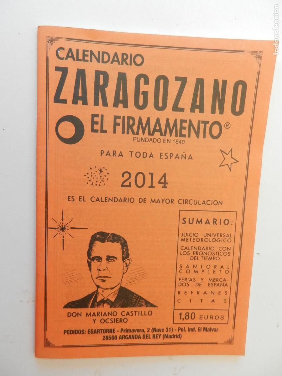 Coleccionismo Calendarios: CALENDARIO ZARAGOZANO EL FIRMAMENTO 2014.