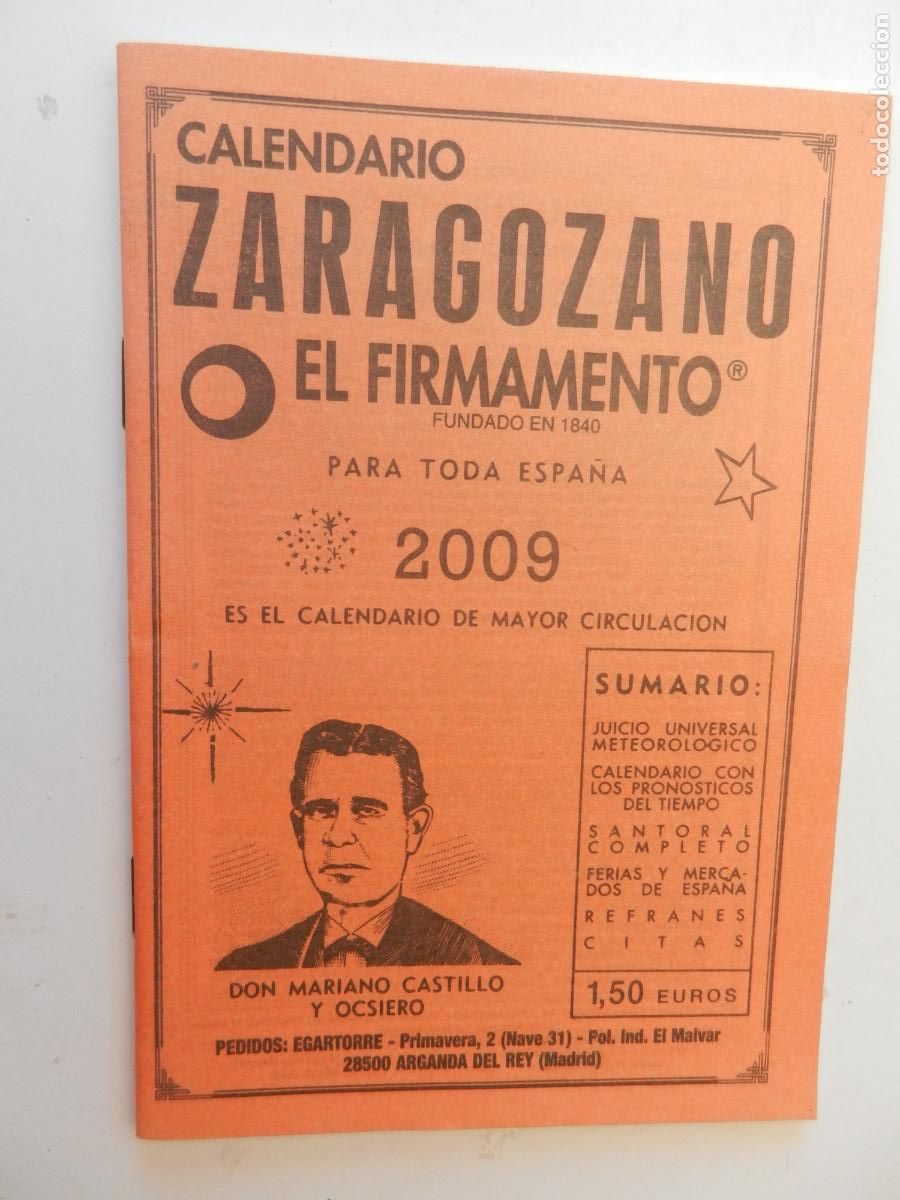 Coleccionismo Calendarios: CALENDARIO ZARAGOZANO EL FIRMAMENTO 2009.