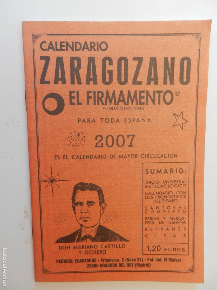 Coleccionismo Calendarios: CALENDARIO ZARAGOZANO EL FIRMAMENTO 2007.