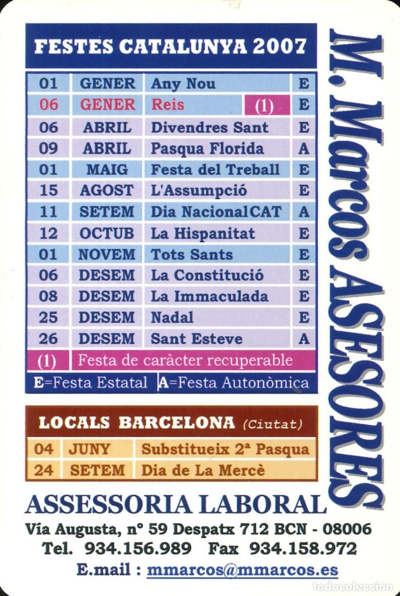 Coleccionismo Calendarios: CALENDARIO PUBLICIDAD - ASSESORIA LABORAL - M. MARCOS ASESORES - CATALAN - A&Ntilde;O 2007